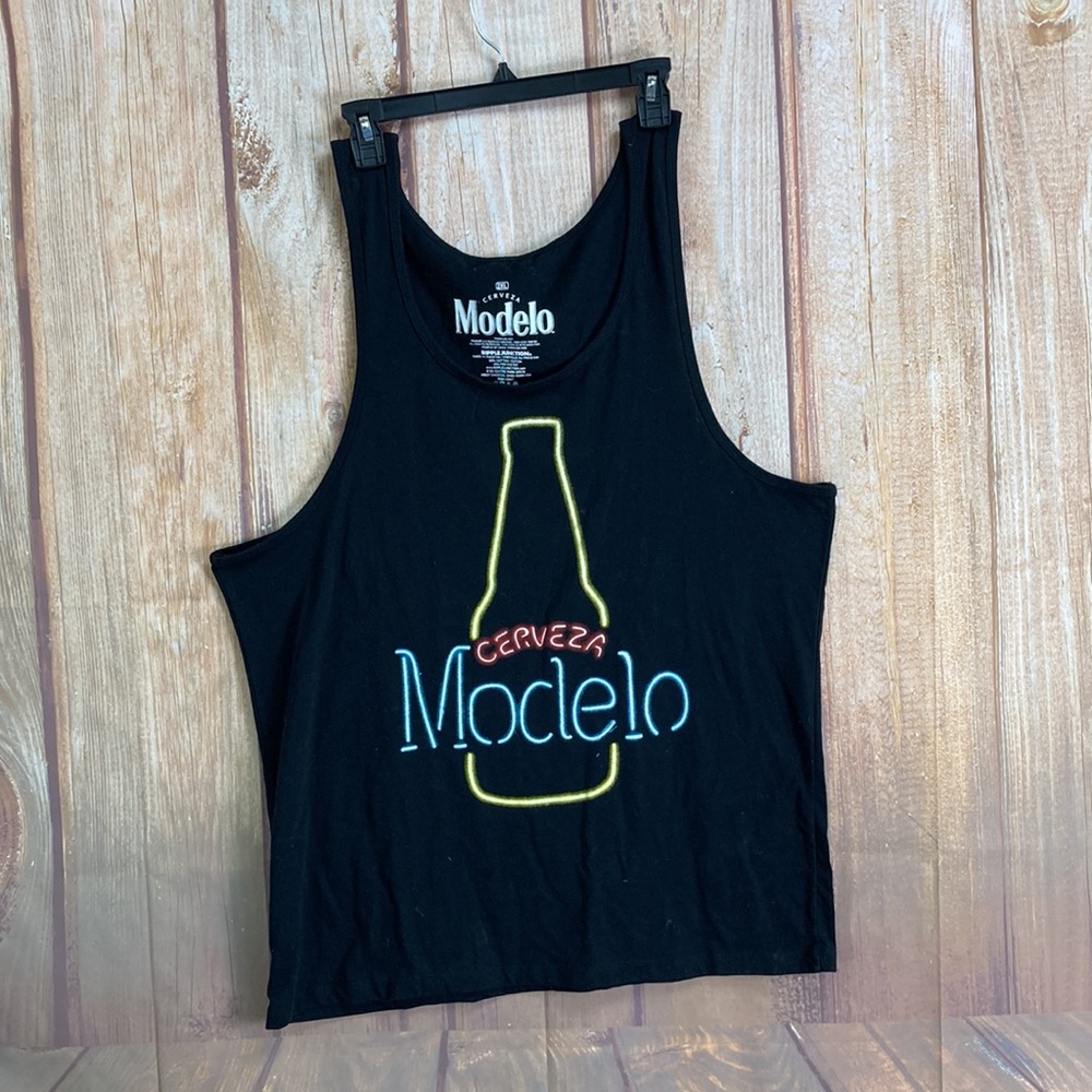 ➡️Men’s Modelo Themed Black Tank Top by Ripple Junction Size 2XL